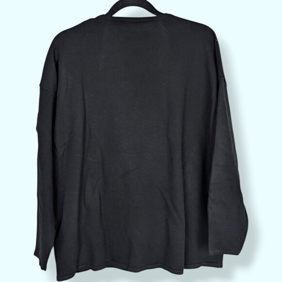 Elena Wang Black Crew Zipper Accent Sweater - Picture 5 of 7